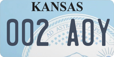 KS license plate 002AOY