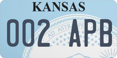 KS license plate 002APB
