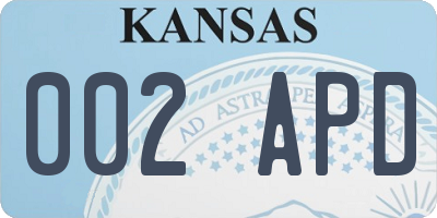 KS license plate 002APD