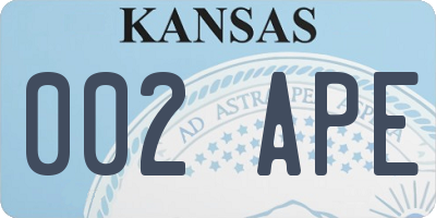 KS license plate 002APE