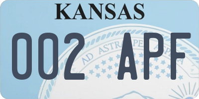 KS license plate 002APF