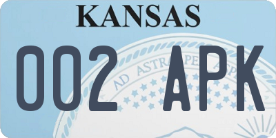 KS license plate 002APK