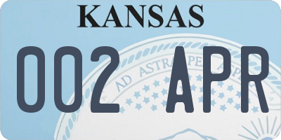 KS license plate 002APR