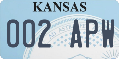 KS license plate 002APW