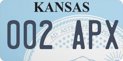 KS license plate 002APX