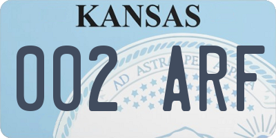 KS license plate 002ARF