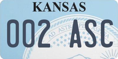 KS license plate 002ASC