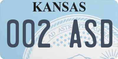 KS license plate 002ASD