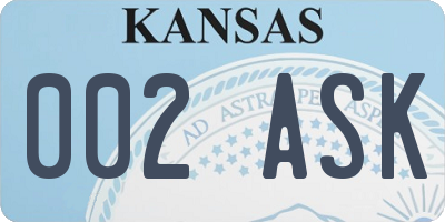 KS license plate 002ASK