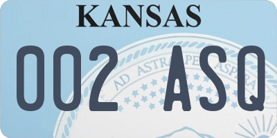 KS license plate 002ASQ