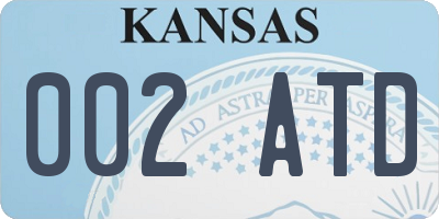 KS license plate 002ATD