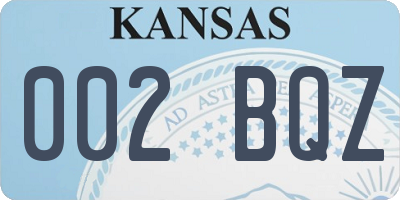 KS license plate 002BQZ