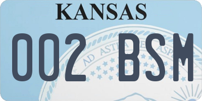 KS license plate 002BSM
