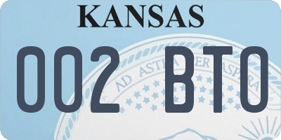 KS license plate 002BTO