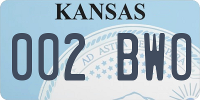 KS license plate 002BWO