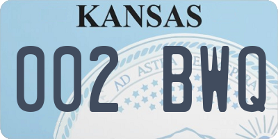 KS license plate 002BWQ