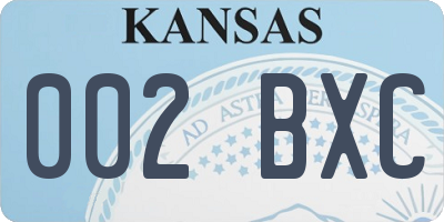 KS license plate 002BXC