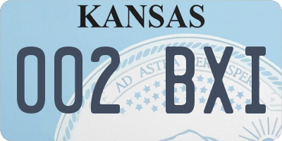 KS license plate 002BXI