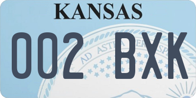 KS license plate 002BXK