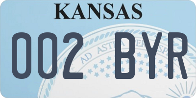 KS license plate 002BYR