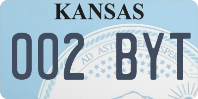 KS license plate 002BYT