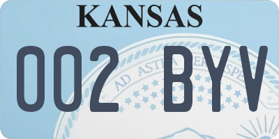 KS license plate 002BYV