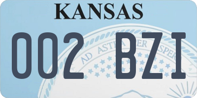KS license plate 002BZI