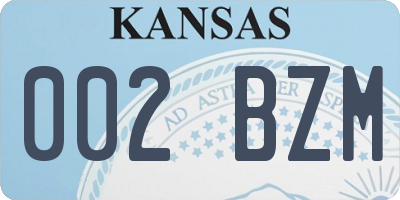 KS license plate 002BZM