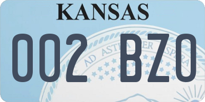 KS license plate 002BZO