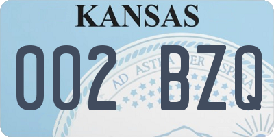 KS license plate 002BZQ