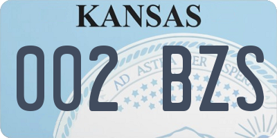 KS license plate 002BZS
