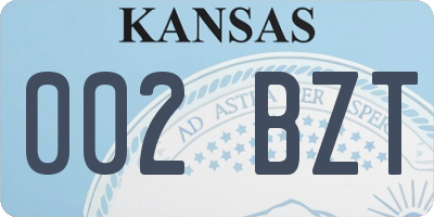 KS license plate 002BZT