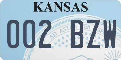 KS license plate 002BZW