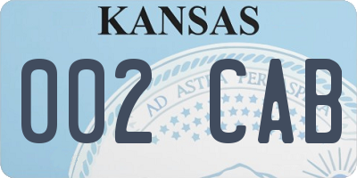 KS license plate 002CAB