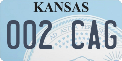 KS license plate 002CAG
