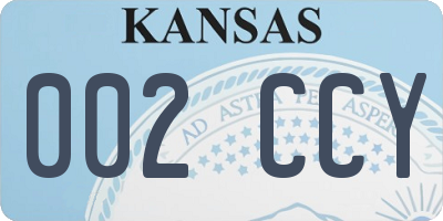 KS license plate 002CCY