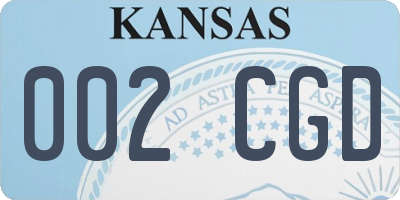 KS license plate 002CGD
