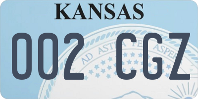 KS license plate 002CGZ