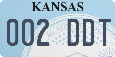 KS license plate 002DDT