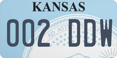 KS license plate 002DDW