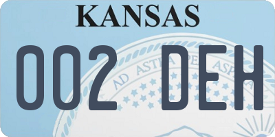 KS license plate 002DEH