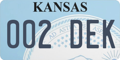 KS license plate 002DEK