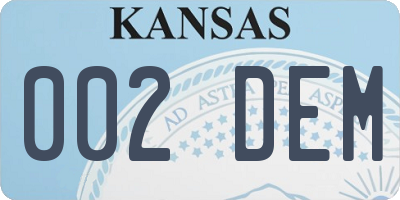 KS license plate 002DEM