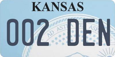 KS license plate 002DEN