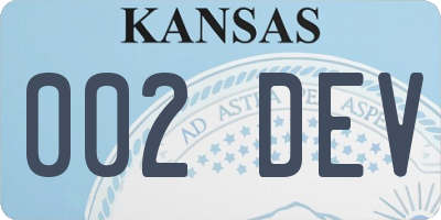 KS license plate 002DEV