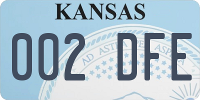 KS license plate 002DFE