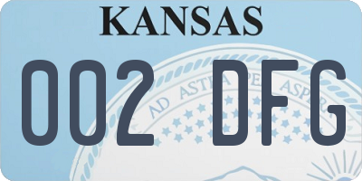KS license plate 002DFG