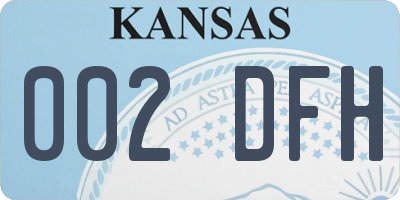 KS license plate 002DFH
