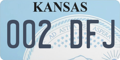 KS license plate 002DFJ