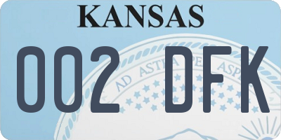 KS license plate 002DFK